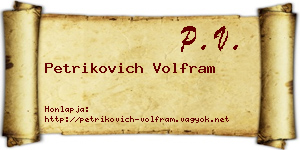 Petrikovich Volfram névjegykártya